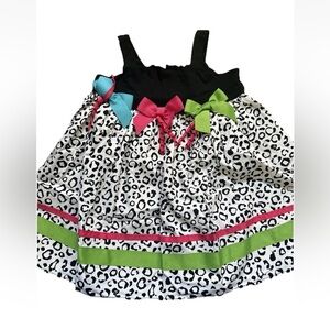 Girls Leopard Print Dress 4T  Colorfull Bows Good Lad Retail $35